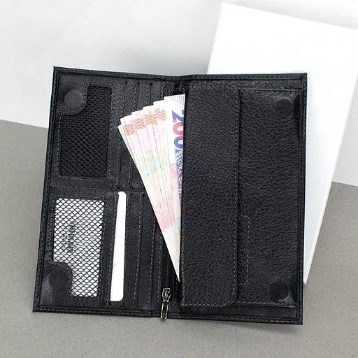 Портмоне мужское кожаное на магните RG 6022-A вертикальное черное - фото 2