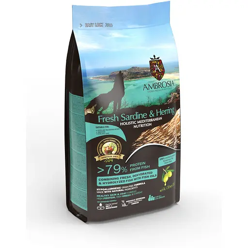 Сухой корм Ambrosia Mediterranean для щенков всех пород с сардиной и сельдью 100 г - фото 2
