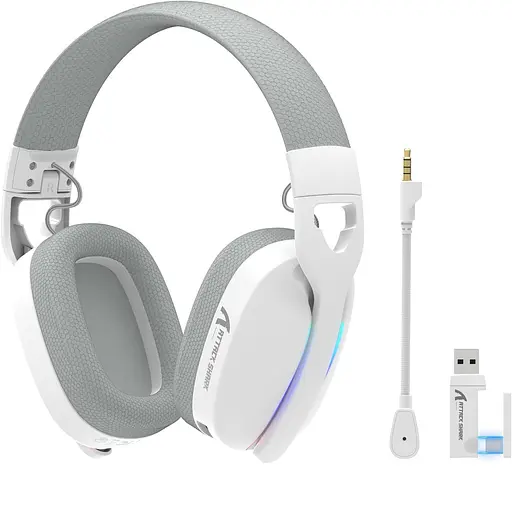 ATTACK SHARK L90 Легкая беспроводная игровая гарнитура BT/2.4G/ 40 мм динамики, Белые - фото 1