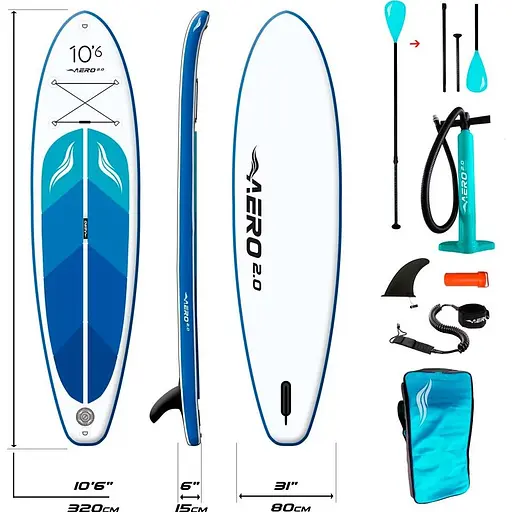 Надувна SUP дошка AERO Board 2.0 (320х15х80см) 10.6' Blue Ocean [140351] - фото 2