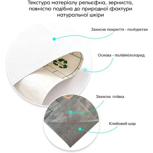 Самоклеющаяся экокожа в рулоне 1.37х1м х 0.5мм Белый SW-00001166 - фото 4