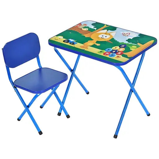 Детский столик Bambi Кот M 5968-4 складной со стульчиком цифры