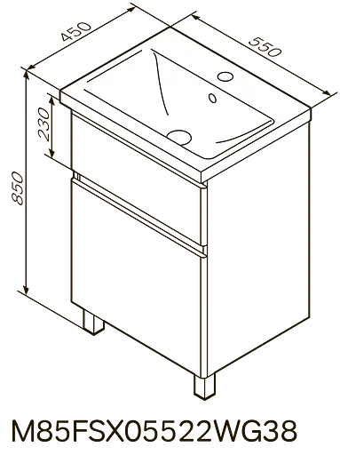 Тумба напольная AM.PM X-Joy 55 см с умывальником M85-FSX0552-WC0552WG38 - фото 9