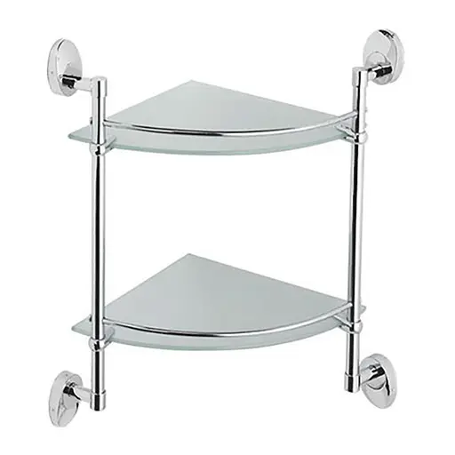 Полка стеклянная угловая 2-ярусная ZERIX LR3307-2 (LL1436) - фото 1