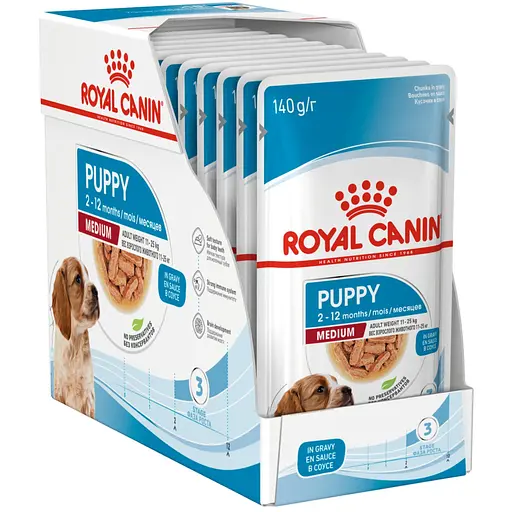 Влажный корм Royal Canin Medium Puppy для щенков собак средних пород в возрасте от 2 до 10 месяцев 1,4 кг (10 шт. х 140 г)