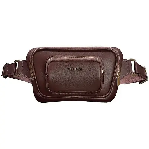 Шкіряна поясна сумка-бананка Трапеція бордова - фото 1