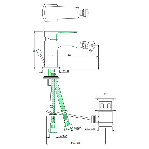 Смеситель для биде Jaquar Kubix Prime KUP-CHR-35213BPM Хром - фото 2