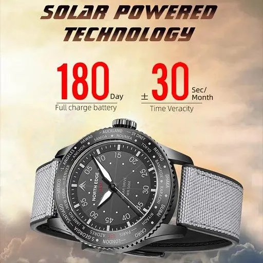 Мужские водостойкие тактические часы North Edge Mach New (Черные) - фото 9