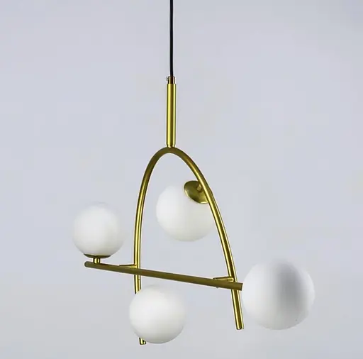 Люстра в золотистому корпусі на 4 мініатюрних білих матових плафони Line.F YG 8014-4 D GD - фото 3