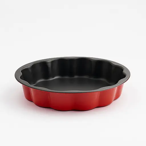 Форма для випікання пирога з тефлоновим покриттям, кругла, з хвилеподібними краями (діаметр 29.5 см), Kitchen Master Червоний 87558 - фото 3