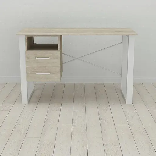 Письмовий стіл із ящиками Ferrum-decor Оскар 750x1400x600 метал Білий ДСП Дуб Сонома 16 мм (FRD-103244)
