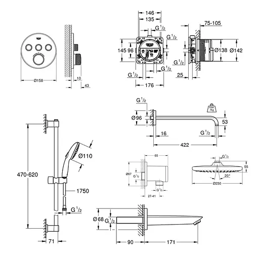 Душова система прихованого монтажу Grohe QuickFix Smartcontrol UA202801R3, Хром - фото 9