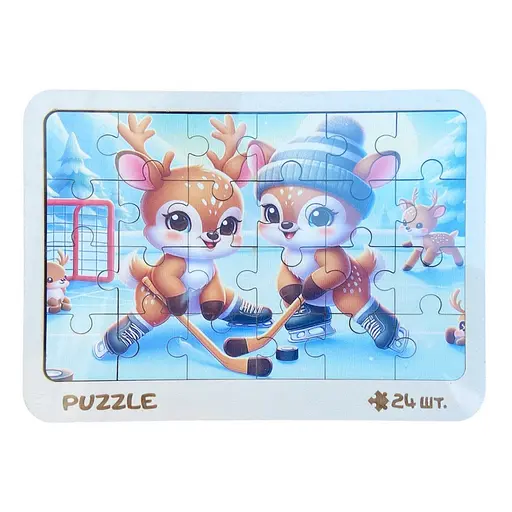 Новорічний пазл-вкладиш "Оленятка" Vladico 3240-19-005, 16х22 см - фото 1