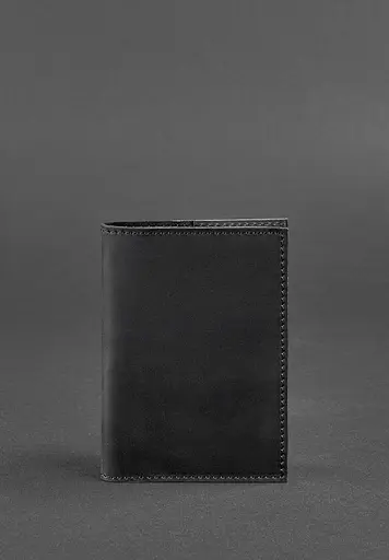 Кожаная обложка для паспорта и военного билета 1.2 черная Crazy Horse - фото 2