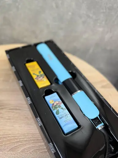 Випрямляч щипці DSP 10210 + масло для волосся з керамічним покриттям 50 Вт Блакитний - фото 6