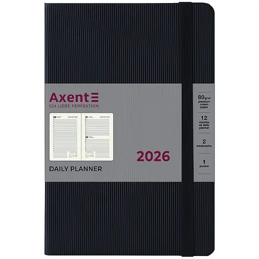 Дневник Axent Partner Lines 2026 черный 145 x 210 мм (8815-26-01-A)
