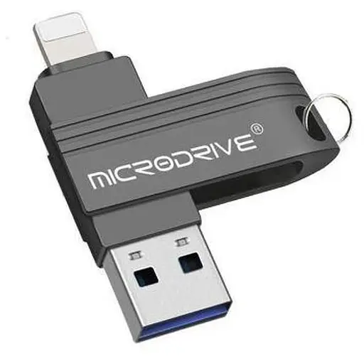 Флешка металева 2 в 1 512GB USB-Lightning Microdrive A1 OTG Чорний