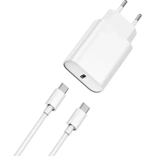 Мережевий зарядний пристрій Wiwu Wi-U001 Type C 20 PD charger set with EU Plug Type C to Type C Білий - фото 1