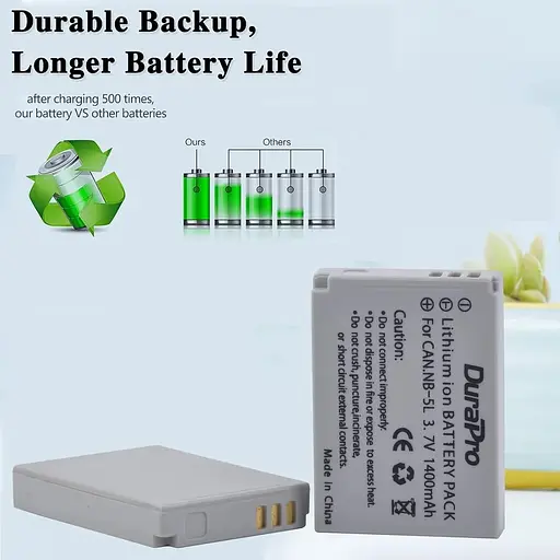 Аккумулятор Powershot S100 SX200 SX230 HS DuraPro 2 шт. NB-5L NB 5L + ЖК-USB-зарядное устройство для Canon NB-5L - фото 5