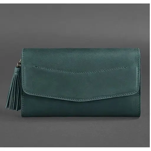 Женская кожаная сумка Элис зеленая crazy horse - фото 1