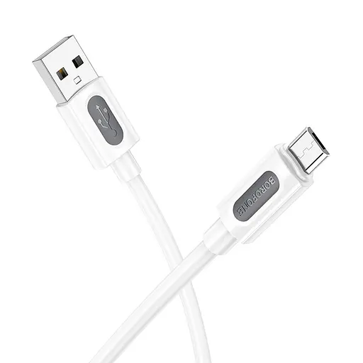 Дата кабель Borofone BX114 Structure USB to MicroUSB 2.4A (1m) White - фото 2