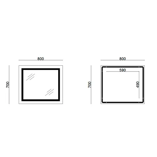 Дзеркало Lidz Kubis 700x800 з LED-підсвічуванням Touch, з антизапотіванням, з диммером яскравості Reverse LD78LF9048070 - фото 2