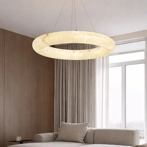 Підвісна кільцева люстра з ефектом мармуру 80 см Line F Арт. MJ363-800 - фото 1