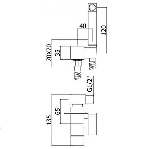 Гігієнічний душ прихованого монтажу Paffoni Tweet Square Mix зі змішувачем і шлангом (колір - чорний матовий) ZDUP112NO - фото 2