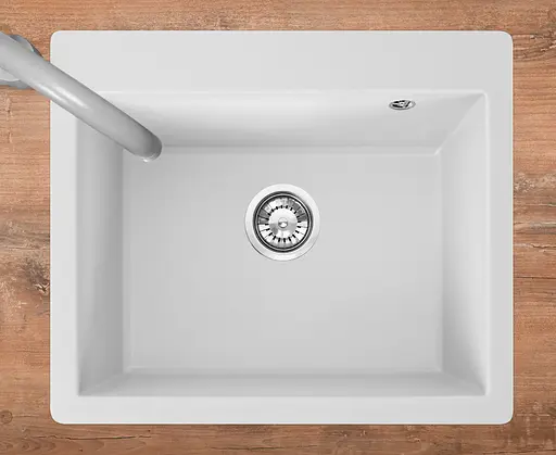 Кухонна мийка гранітна Rea Lin white ZLE-00130, Білий - фото 3
