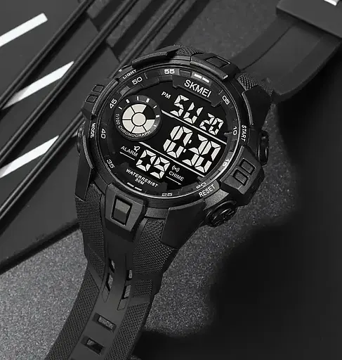 Годинник чоловічий спортивний наручний Skmei 2123 (Чорний з чорним) - фото 4