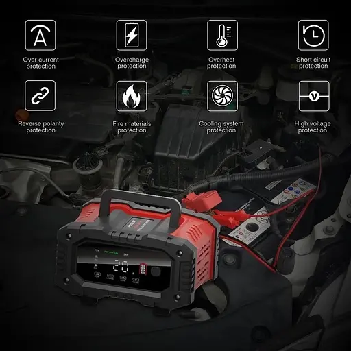 Зарядное устройство Foxsur 12V-8A/24V4A 12V-20A для автомобильного аккумулятора - фото 6