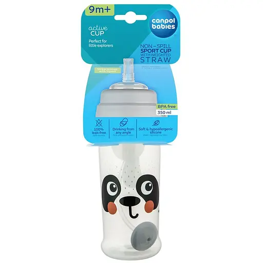 Бидончик непроливайка Canpol babies BabiesBoo с трубочкой и утяжелителем 350 мл панда (56/510_whi) - фото 5