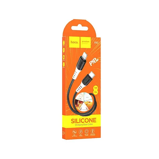 Кабель Hoco X82 iP PD silicone charging data cable Чорний - фото 2
