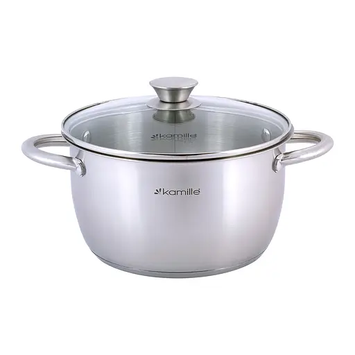 Каструля 3 л з нержавіючої сталі з кришкою та порожнистими ручками для індукції та газу KM-4902 Сірий 87480 - фото 1