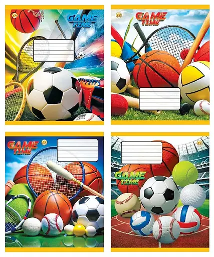 Зошити учнівські 12 аркушів коса лінія Тверда Спорт, 25 шт. в упаковці