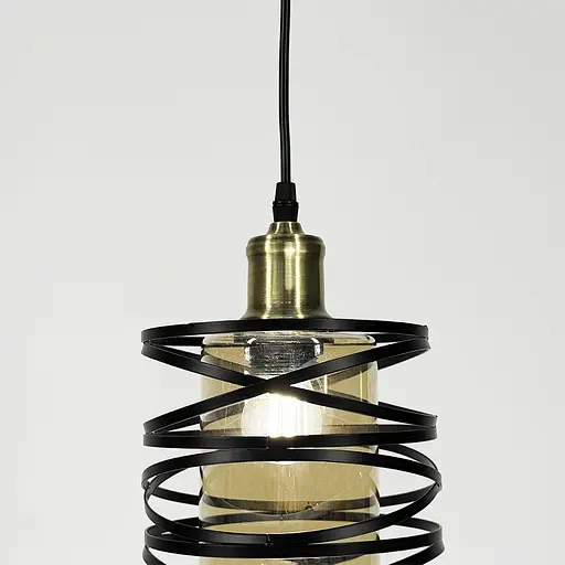 Підвіс у чорному корпусі з янтарним плафоном 16х16 см | Арт. 12333/1 BK+AM | Line F - фото 5