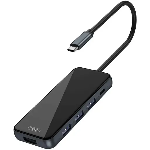 Разветвитель конвертер хаб XO Hub002 Usb-C Multifunction Adapter 5 in 1 HDMI + Usb x 3 + PD - фото 1