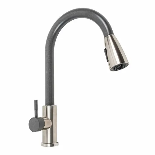 Смеситель для кухни с выдвижным изливом Platinum KT 8203 (8614) Морион комби Графит - фото 1