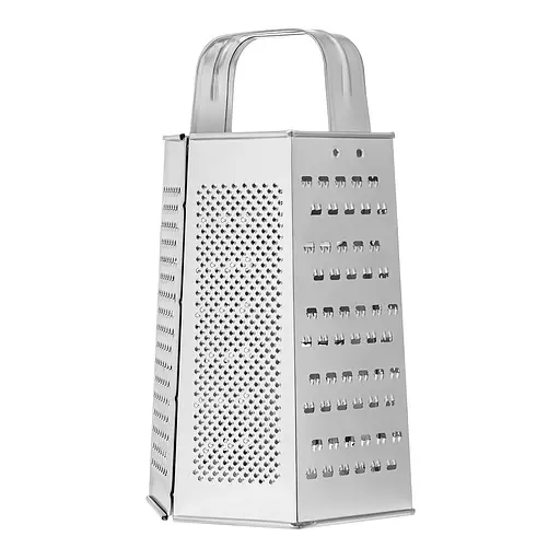 Тертка для овочів та фруктів шестигранна з нержавіючої сталі (висота 21.5 см), Kitchette 84005 - фото 4