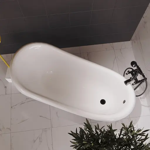 Ванна отдельностоящая глянцевая Amdcon Symphony 167x78 белая из литого камня черные ножки SYMFONYA_167_bl_HL Белый - фото 2