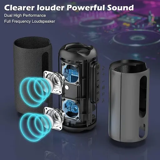 Портативний Bluetooth-динамік Linkyou - Удосконалені бездротові стереозвукові динаміки з 24-годинним часом відтворення, IPX7 - фото 4