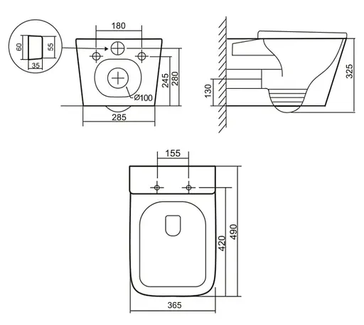 Унитаз подвесной Qtap Tern Ultra Quiet, с сиденьем Slim Duroplast/Soft-close/Quick relase QT17332303ASAN - фото 8