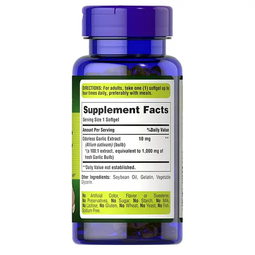 Натуральная добавка Puritan's Pride Odorless Garlic 1000 mg, 250 капсул - фото 2