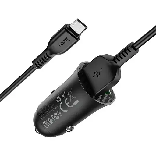 Набір зарядний автоадаптер Hoco Z39 + кабель Micro USB 2 спідниці QC3.0 18вт чорні - фото 1