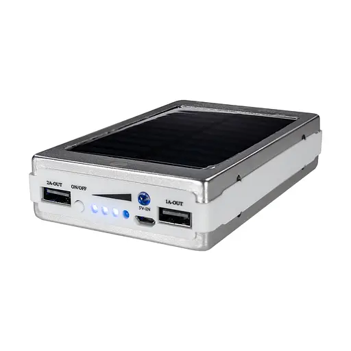 Повербанк с солнечной панелью 10000mAh Power Bank Kraft KPB-1012SL Silver LED-фонарь (43-00069) - фото 4