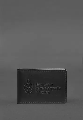 Кожаная обложка для удостоверения государственной государственной таможенной службы (ДМС) Черная - фото 2