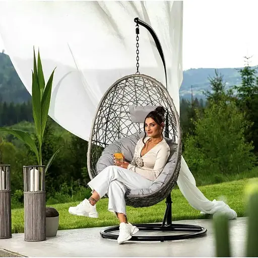 Подвесное кресло-кокон Di Volio Bacoli одноместное серый - фото 2