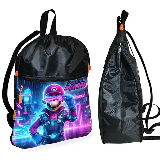 Рюкзак-мішок для взуття, спортивної форми Супер Маріо «Super Mario» дитяча сумка для змінки з розширювачем (01324)