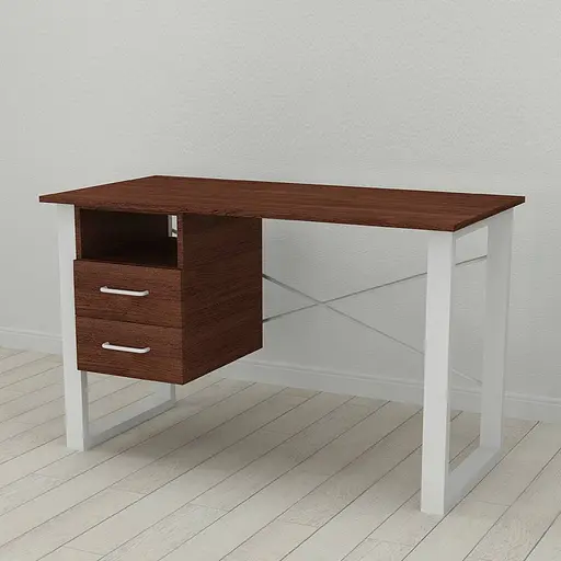 Письмовий стіл із ящиками Ferrum-decor Оскар 750x1400x600 метал Білий ДСП Венге 16 мм (FRD-105384)