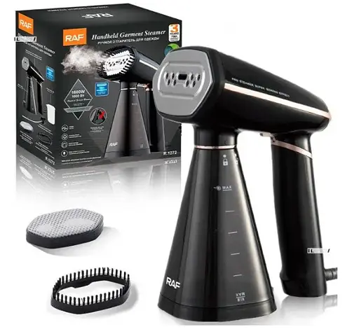 Хороший паровой ручной утюг щетка RAF R-1272 отпариватель для одежды дома и штор с насадками - фото 6